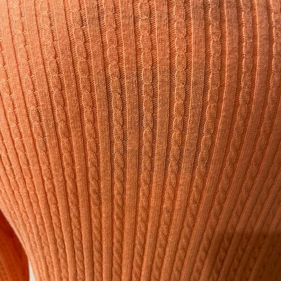 PREPPY COQUETTE CABLE KNIT SWEATER RALPH LAUREN 100% COTTON V NECK SZ PM CORAL - Picture 14 of 16